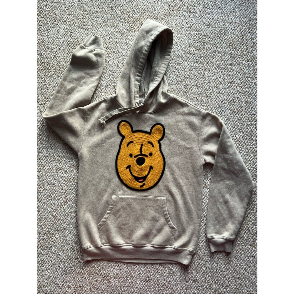 Disney Winnie the Pooh Pullover Sand Sweatshirt Hoodie XS, KNITTED FACE EUC